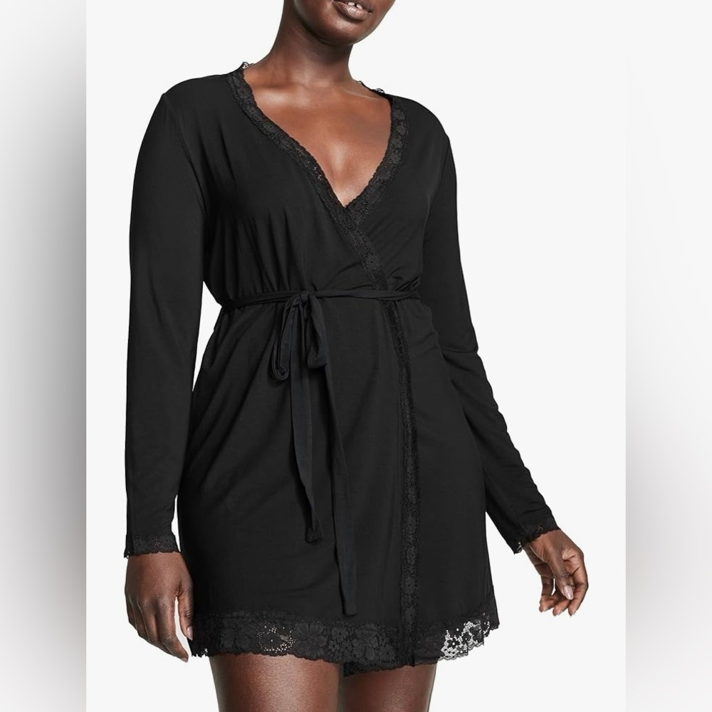 VICTORIA'S SECRET MODAL LACE TRIM ROBE